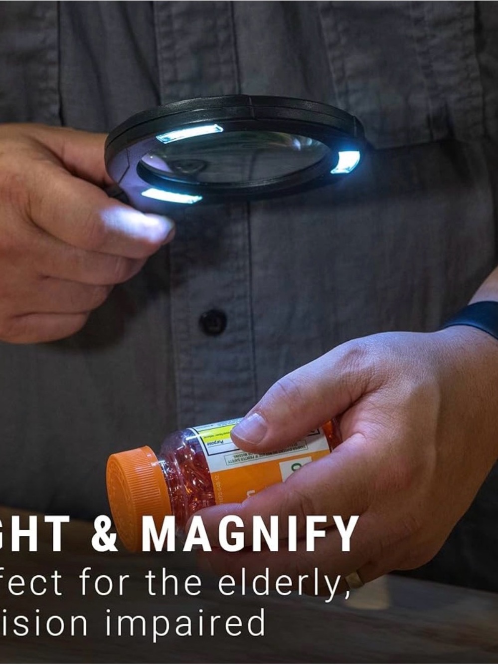 Handheld Magnifying Glass with Light for Reading and Hobby Use